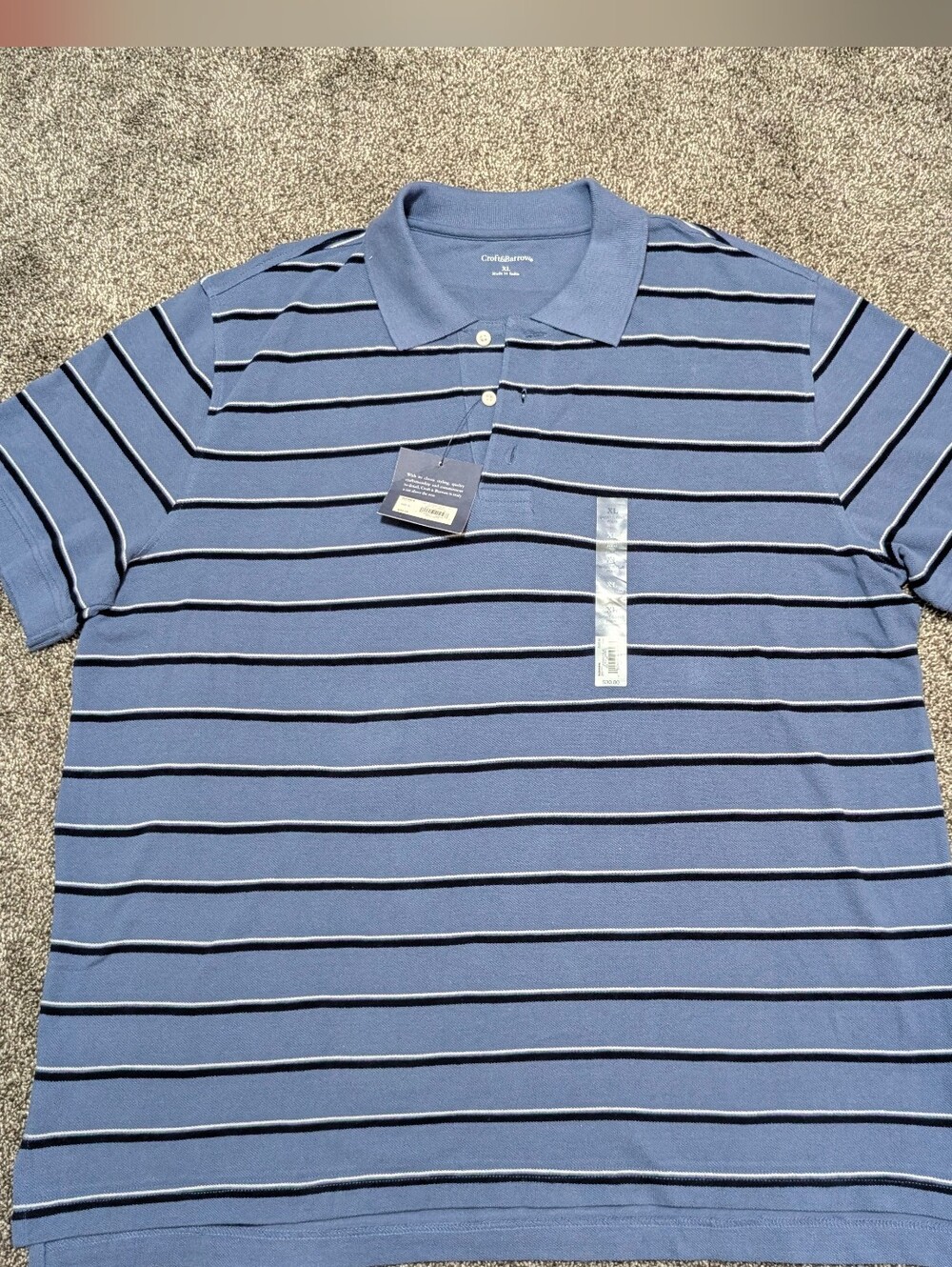 Croft & Barrow Men's Striped Polo Blue NWT Size XL